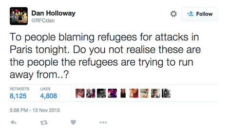 To people blaming refugees for attacks in Paris tonight.