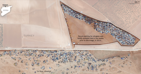 Wie aus Syrien fliehen: Beeindruckende Satellitenbilder von der Grenze