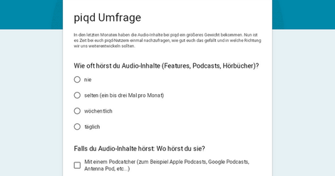 UMFRAGE: Wie gefällt es dir, dass Audio-Inhalte bei piqd prominenter geworden sind?