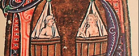 Menschen im Mittelalter haben gebadet