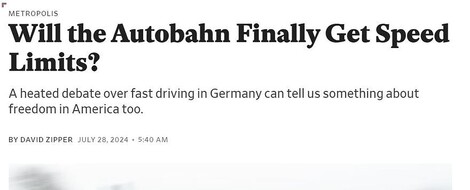 Das fehlende deutsche Tempolimit auf Autobahnen aus US-Sicht